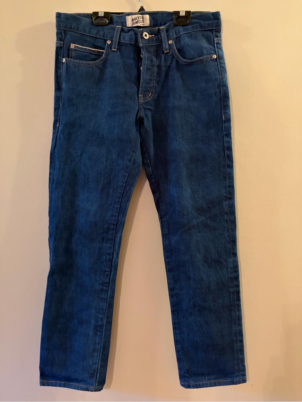 Naked & Famous Super Guy Selvedge Slim Jeans Sz 33x28 Shorter leg.